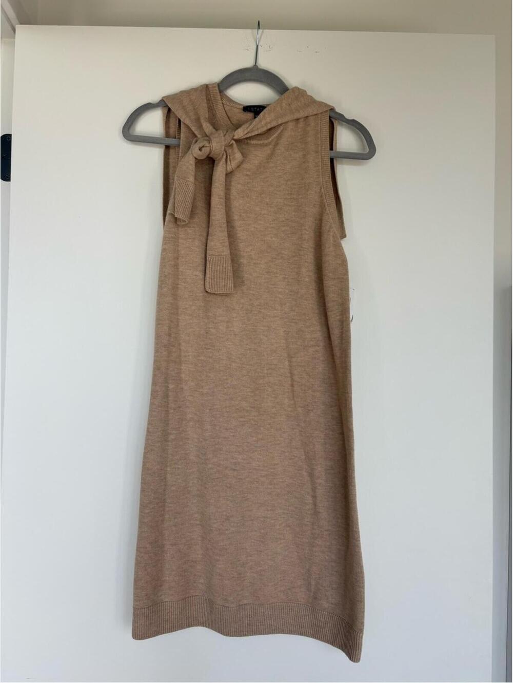 1. State Sleeveless Knit Tie-Neck Midi Dress in Camel